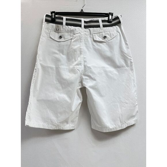 Faze 1 Mens Classic Fit Flat Front Chino Shorts White Sz 32 100% Cotton New with - Picture 2 of 9